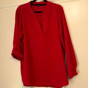 Red tunic, long or 3/4 sleeve, v neck